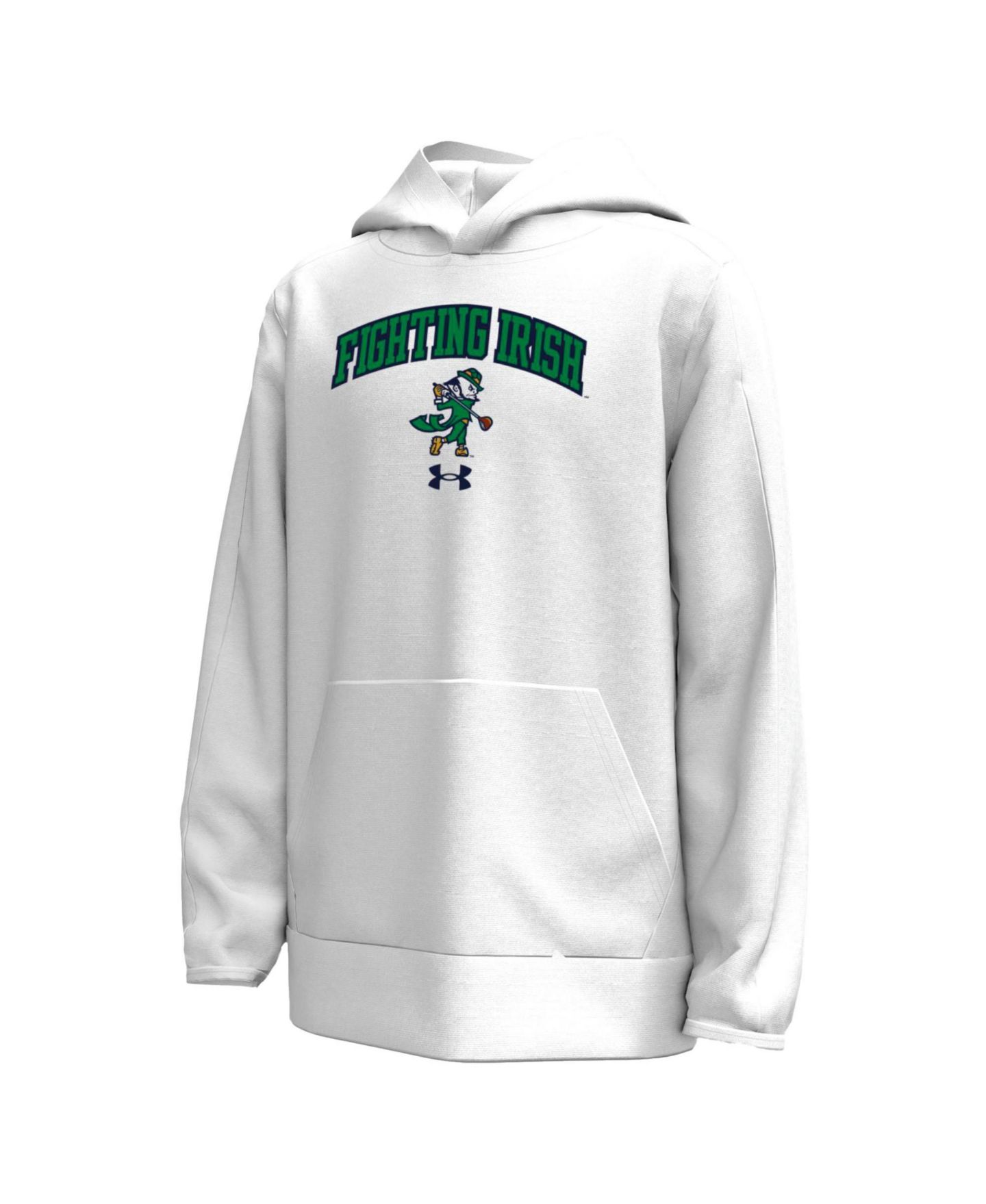 Детское худи Under Armour White Notre Dame Fighting Irish Golfing Leprechaun Fleece Performance — фото 2