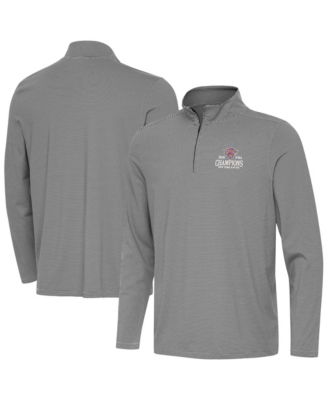 Men's Black New York Knicks 2026 NBA Finals Champions Wordmark Twine Quarter-Zip Pullover Sweatshirt