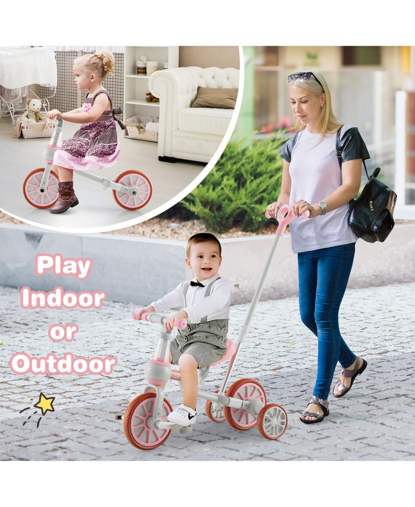 Детская игрушка SUGIFT 4-in-1 Kids Trike Bike with Adjustable Parent Push Handle, Up to 66 lbs, Ages 2+ — фото 8