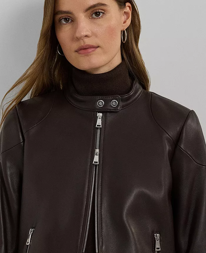 Women's Lambskin Moto Jacket - thumbnail 8