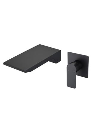 Wall-Mounted Bathroom Sink Faucet with Single Handle, Waterfall Spout and Rough-In Valve Included
