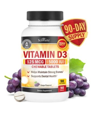 Vitamin D3 5000 IU 125 mcg Chewable Tablets, 90 Count