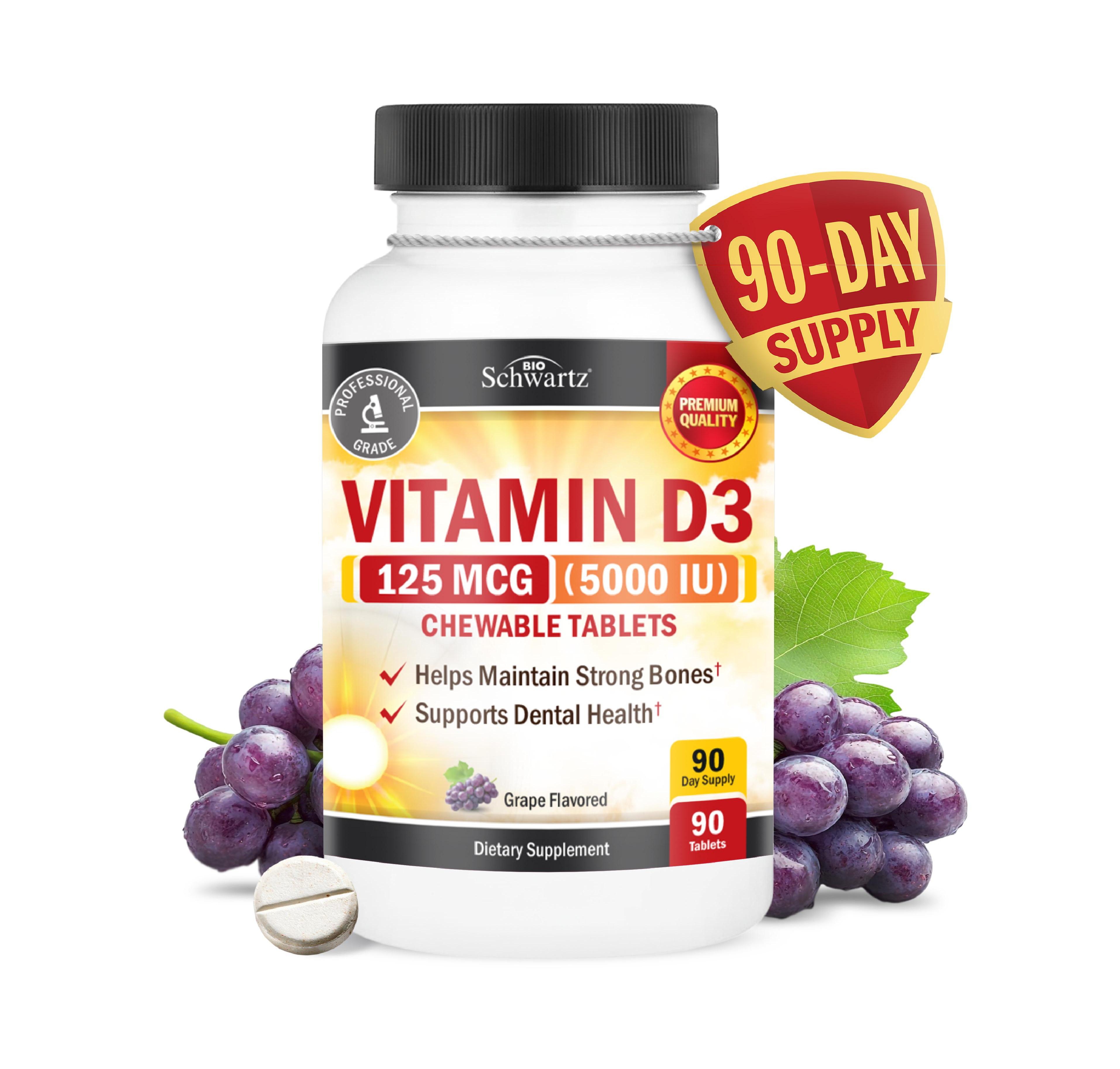 BioSchwartz Vitamin D3 5000 Iu 125 mcg Chewable Tablets, 90 Count