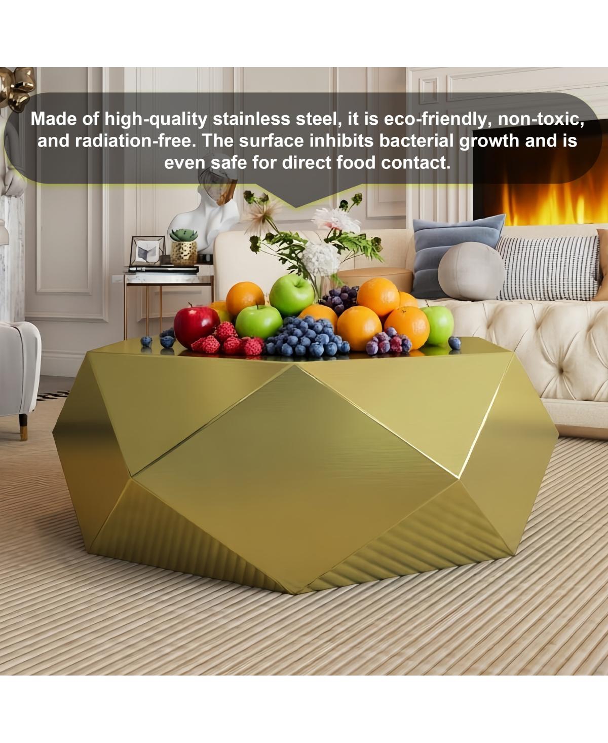Streamdale Furniture Modern Stainless Steel Geometric Coffee Table, No Assembly