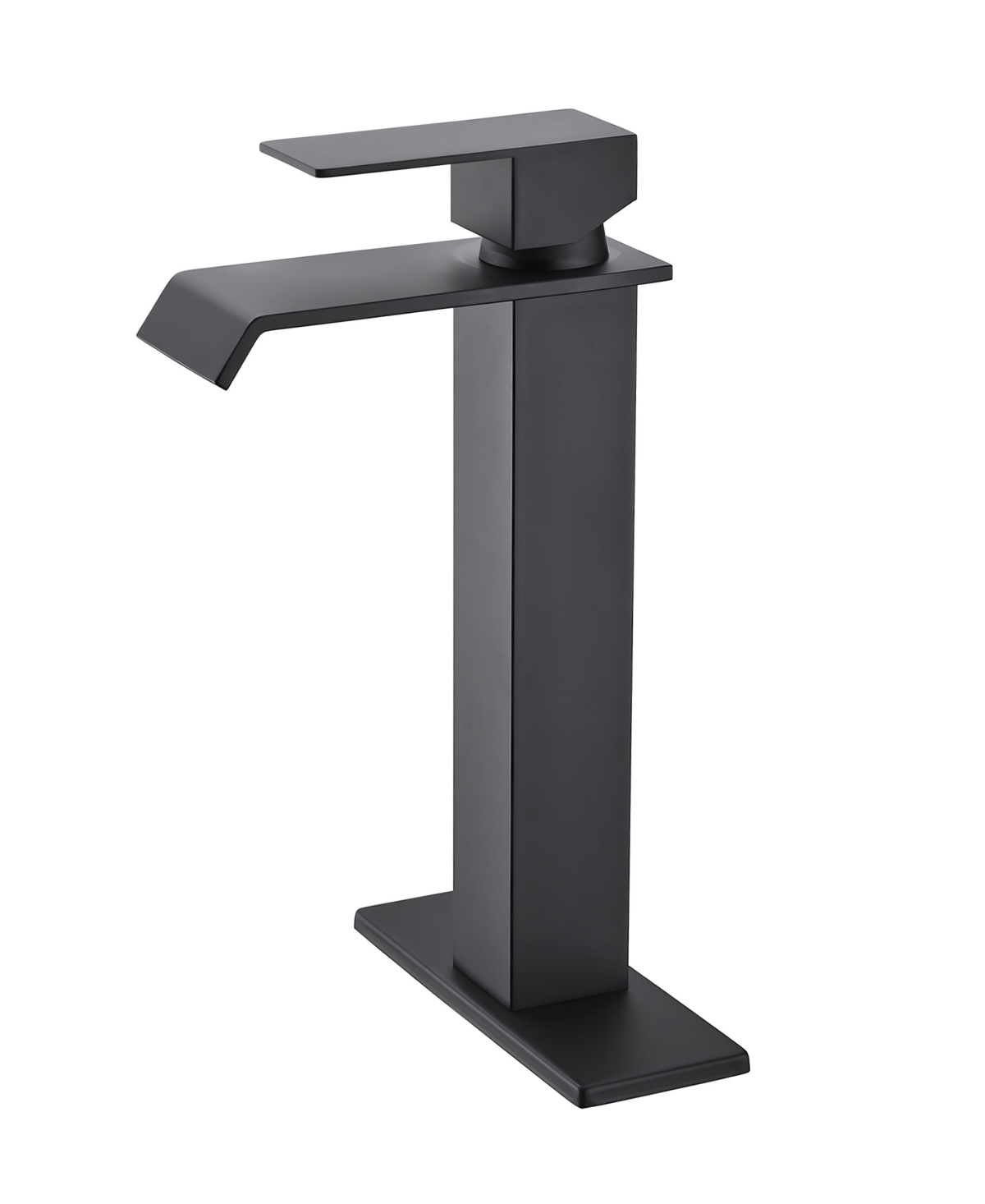 Thirtypeachy Single Handle Waterfall Bathroom Sink Faucet, High Arc Stainless Steel Vanity Tap - Black