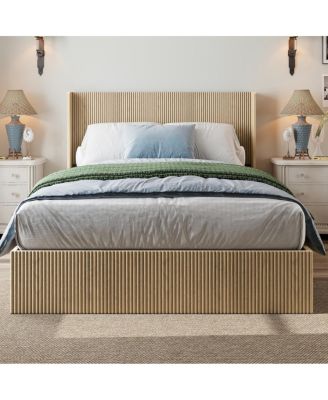  Queen Wood Storage Platform Bed Frame, Lift-Up Storage