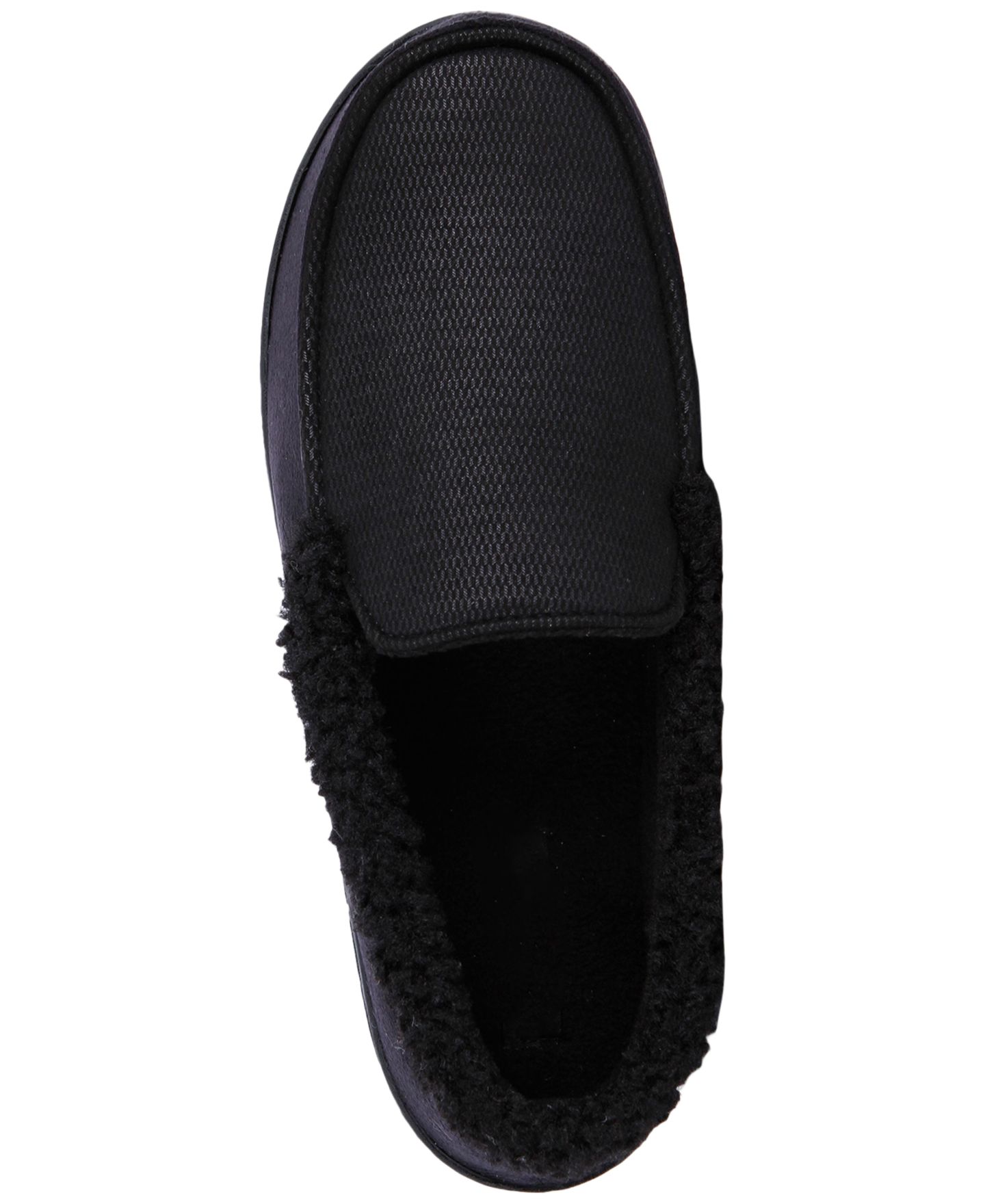 Мужские тапочки Isotoner Moccasin Berber Cuff Slippers, цвет: Чёрный — фото 4