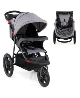 Jogging Stroller Foldable Jogger with Adjustable Canopy Detachable Tray