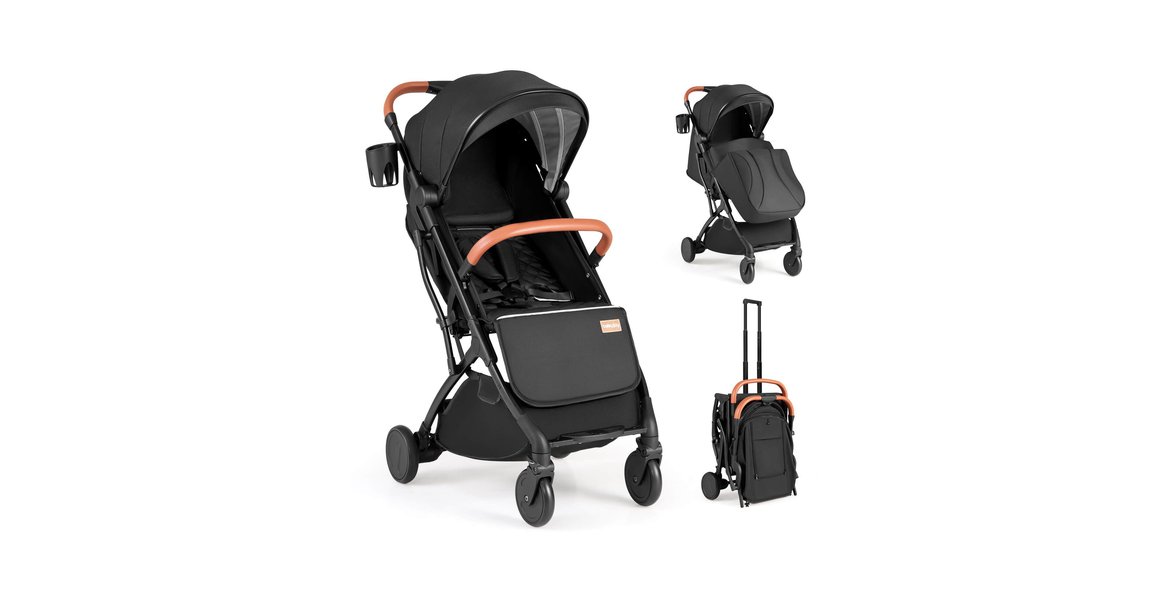 Costway Lightweight Baby Stroller with One-Hand Folding, Extendable Canopy