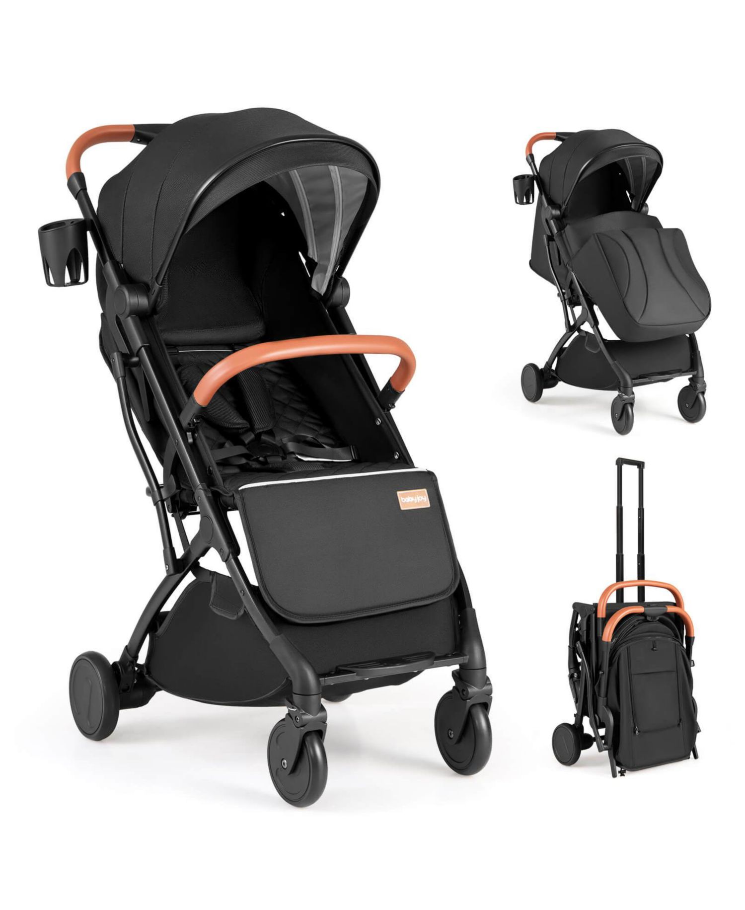 Lightweight Baby Stroller with One-Hand Folding, Extendable Canopy