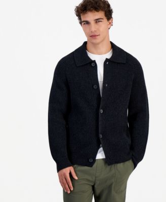 Men's Sardeep Relaxed-Fit Ribbed-Knit Wool-Blend Cardigan