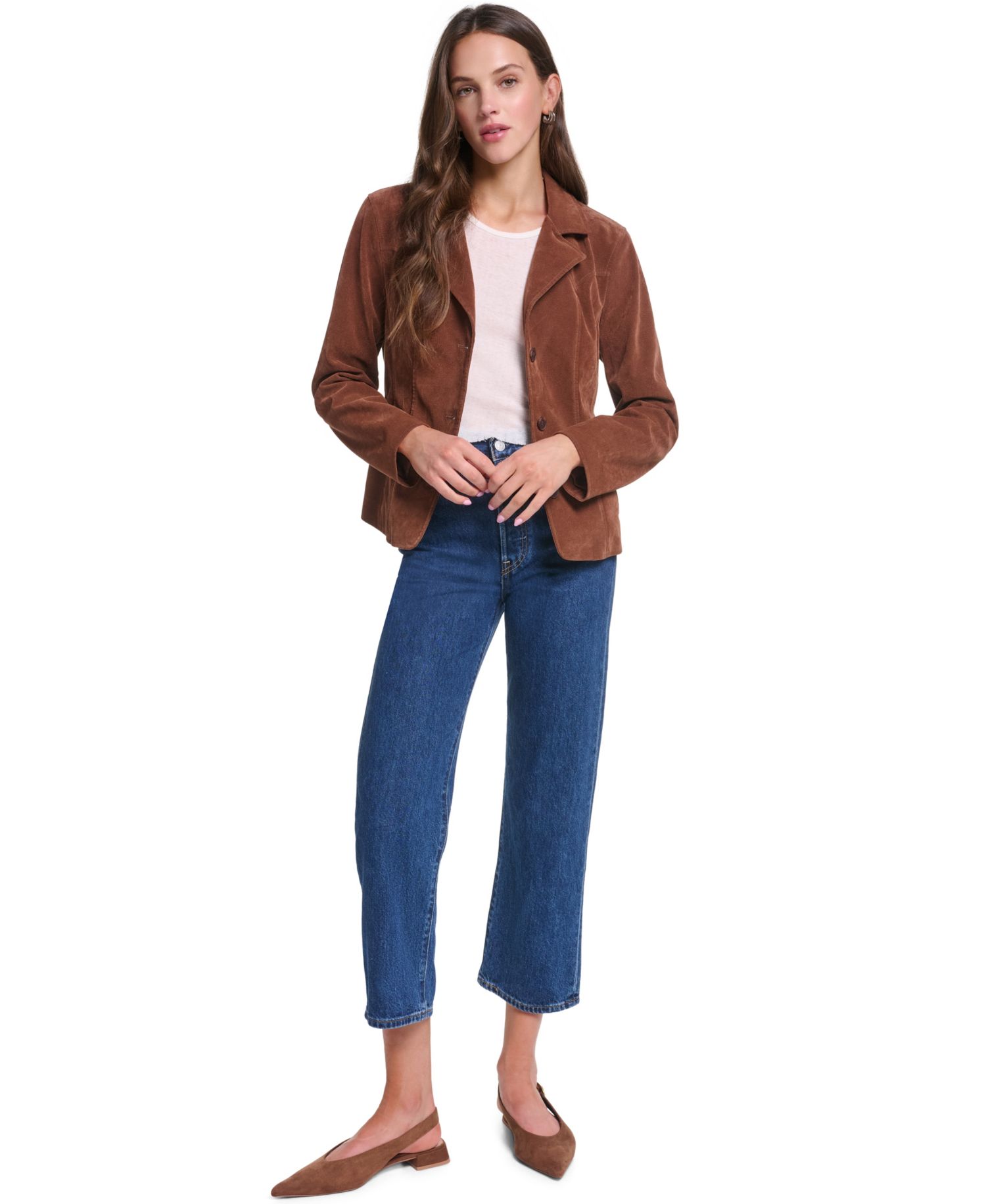 Women's Fitted Faux Suede Blazer