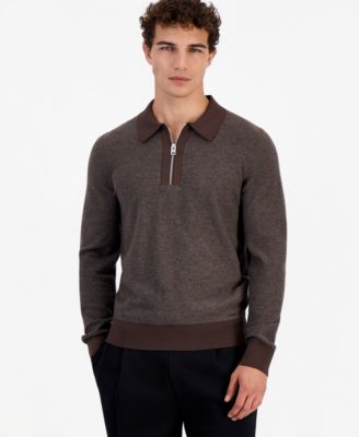 Hugo Boss Men's Quarter-Zip Long-Sleeve Wool Sweater