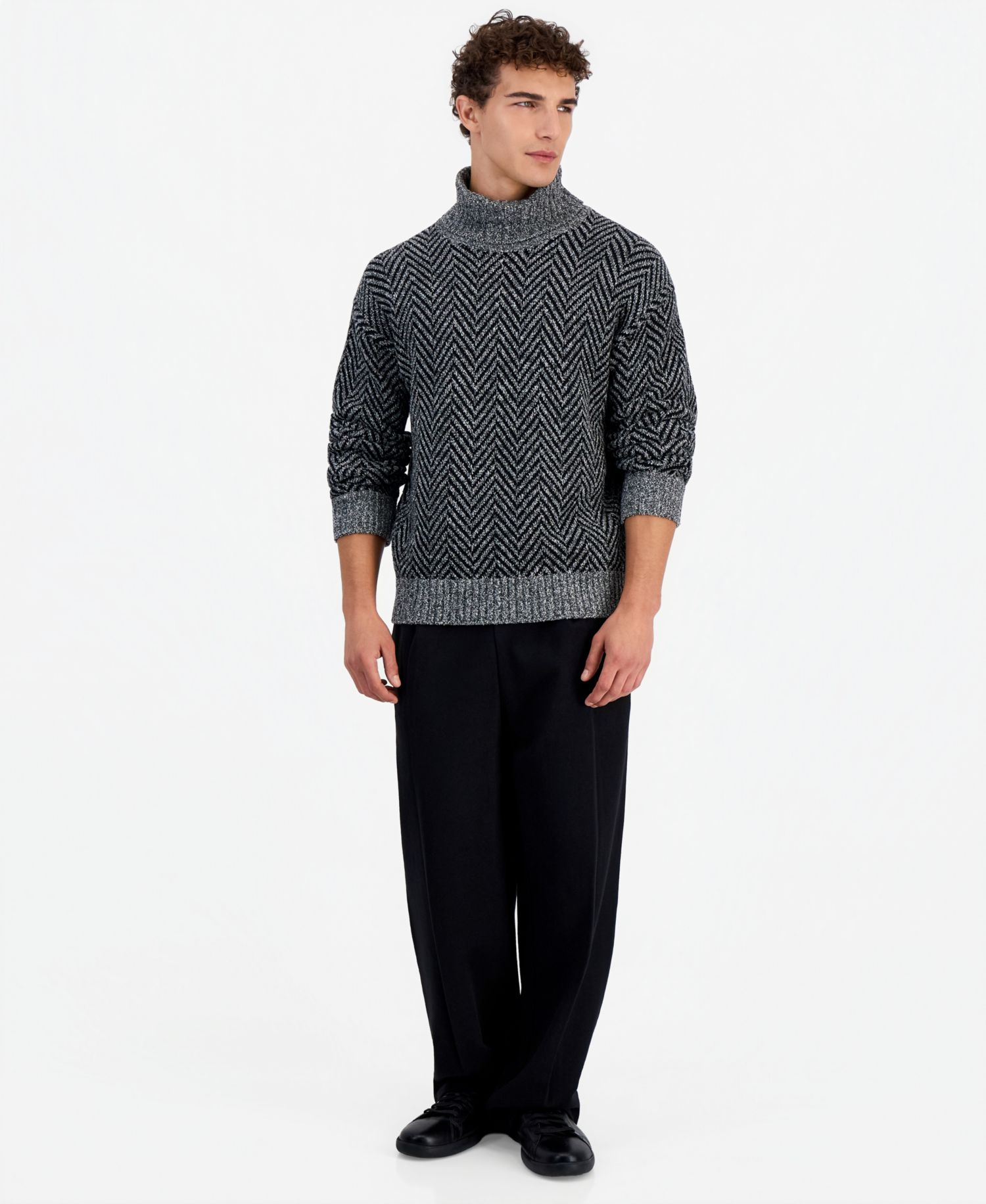 Men's Sherborne Herringbone Oversized Turtleneck Sweater