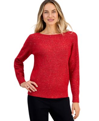 Women's Boat Neck Sequin Lurex Sweater