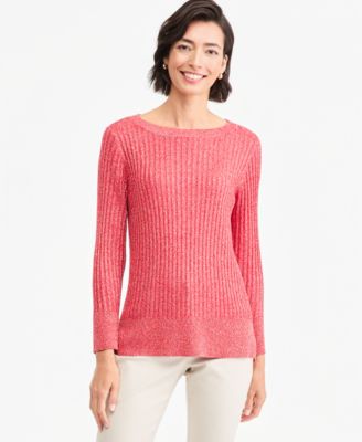 Women's Boat Neck Long-Sleeve Lurex Sweater