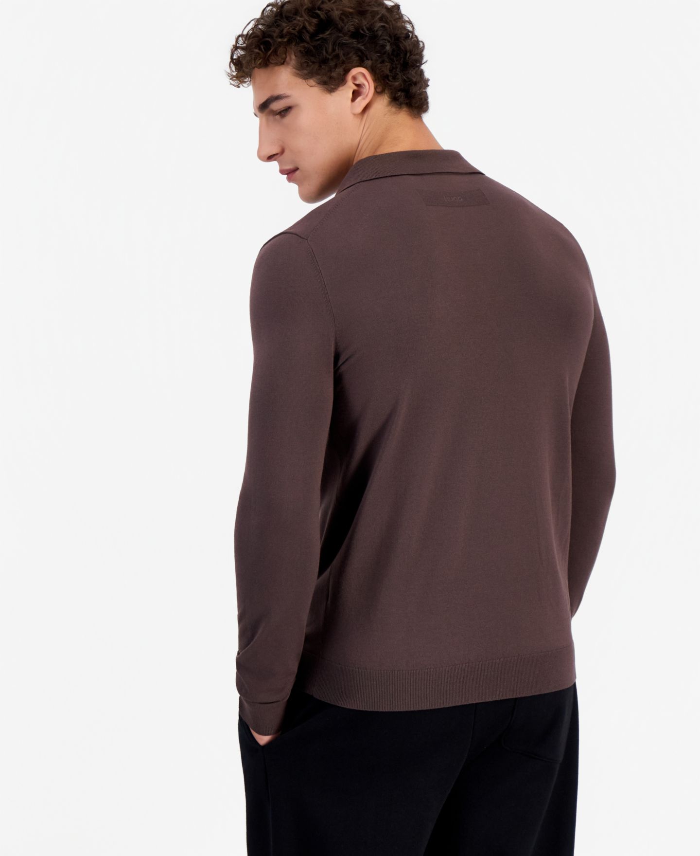 Мужское поло Hugo Boss San Pippo-CV Long-Sleeve Knitted Slim-Fit Polo, цвет: Brnoverflw — фото 4