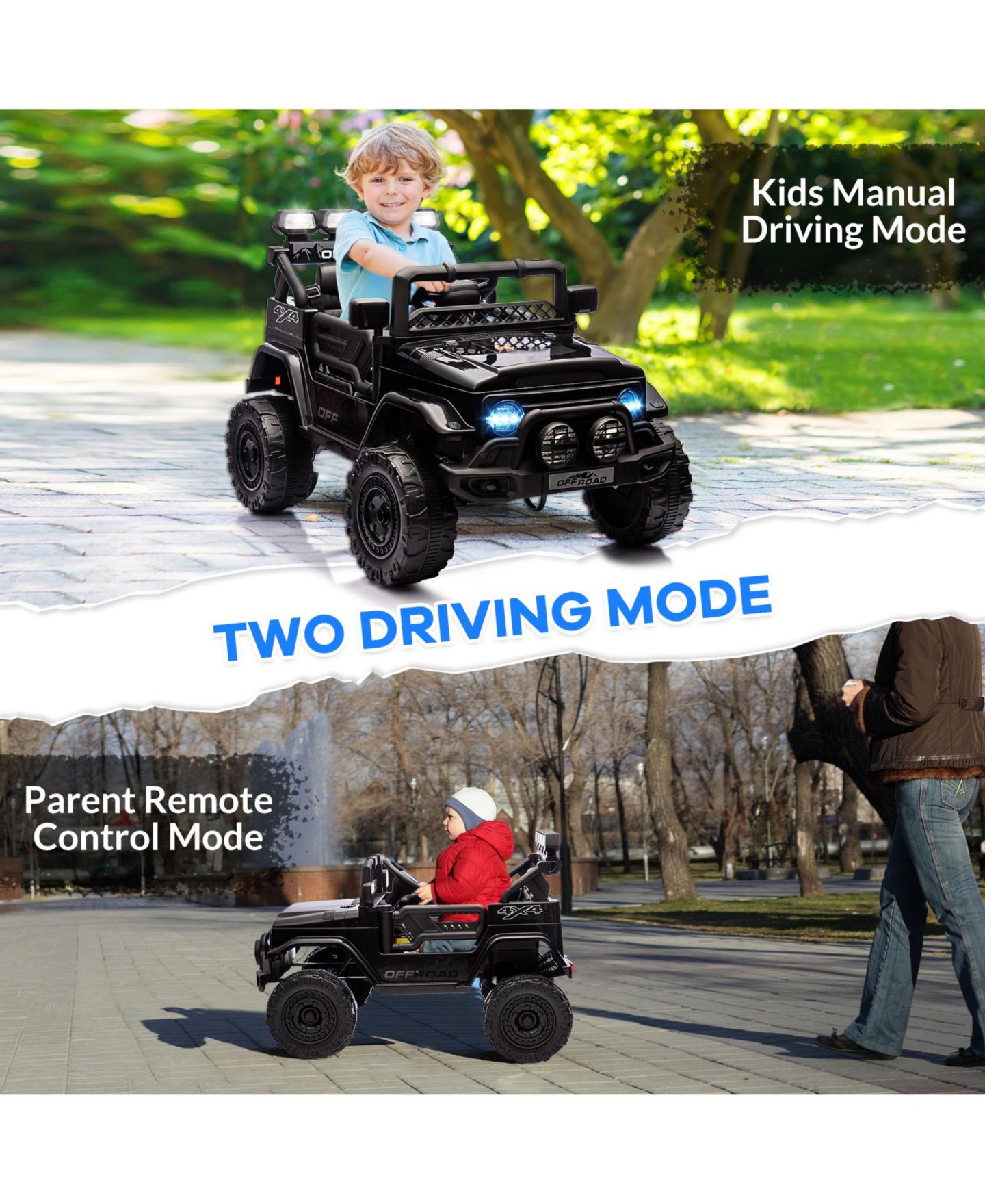 Детская игрушка homfan 12V Remote Control Electric Ride-On Truck with Spring Suspension, Ages 3-8, цвет: Чёрный — фото 7