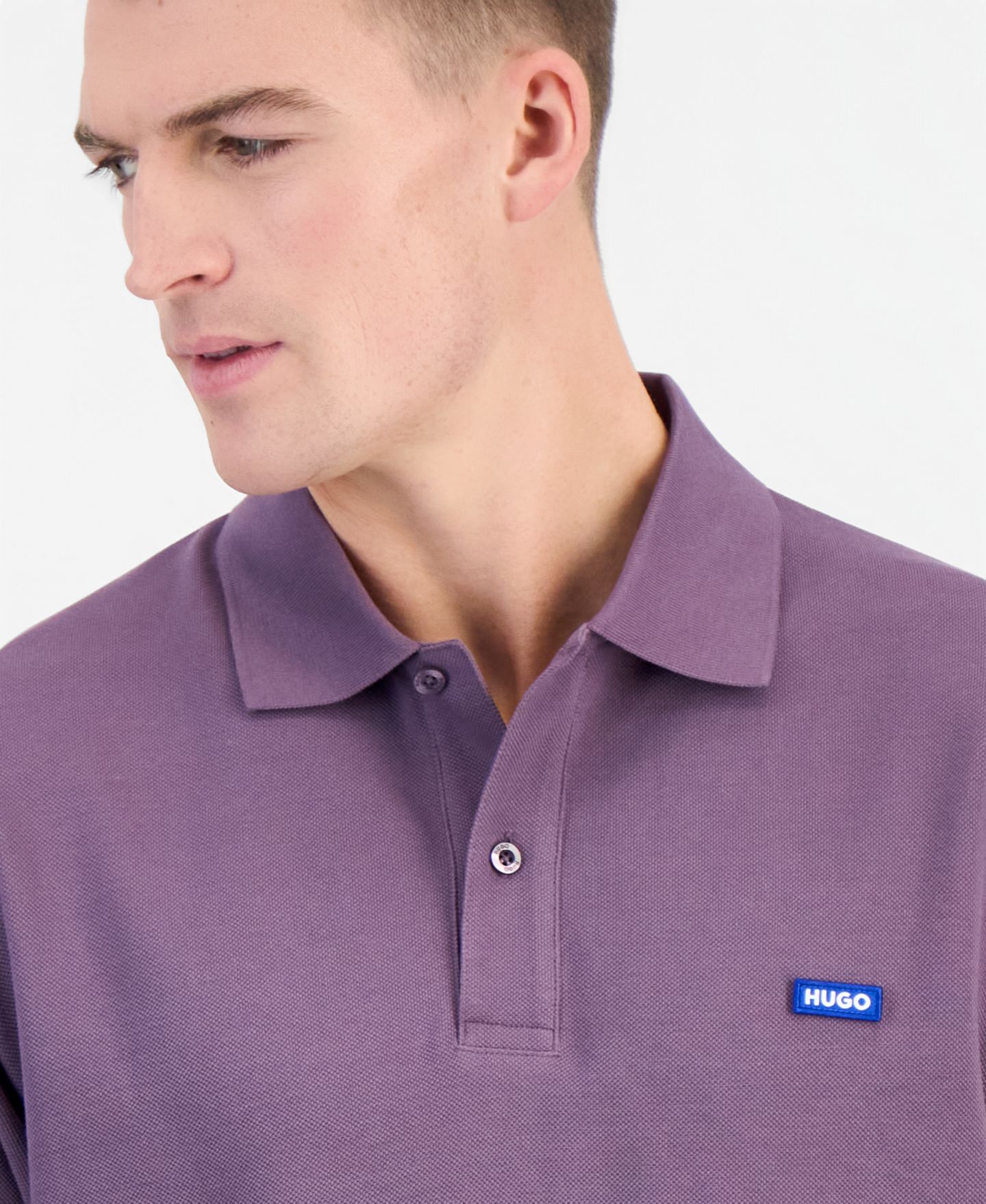 Мужское поло Hugo Boss Nolitos Short-Sleeve Cotton Polo, цвет: Фиолетовый — фото 3