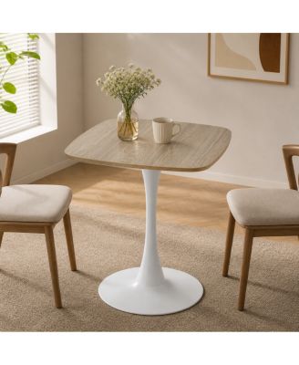 Square 24" Mid-Century Modern Tulip Dining Table, Faux Oak