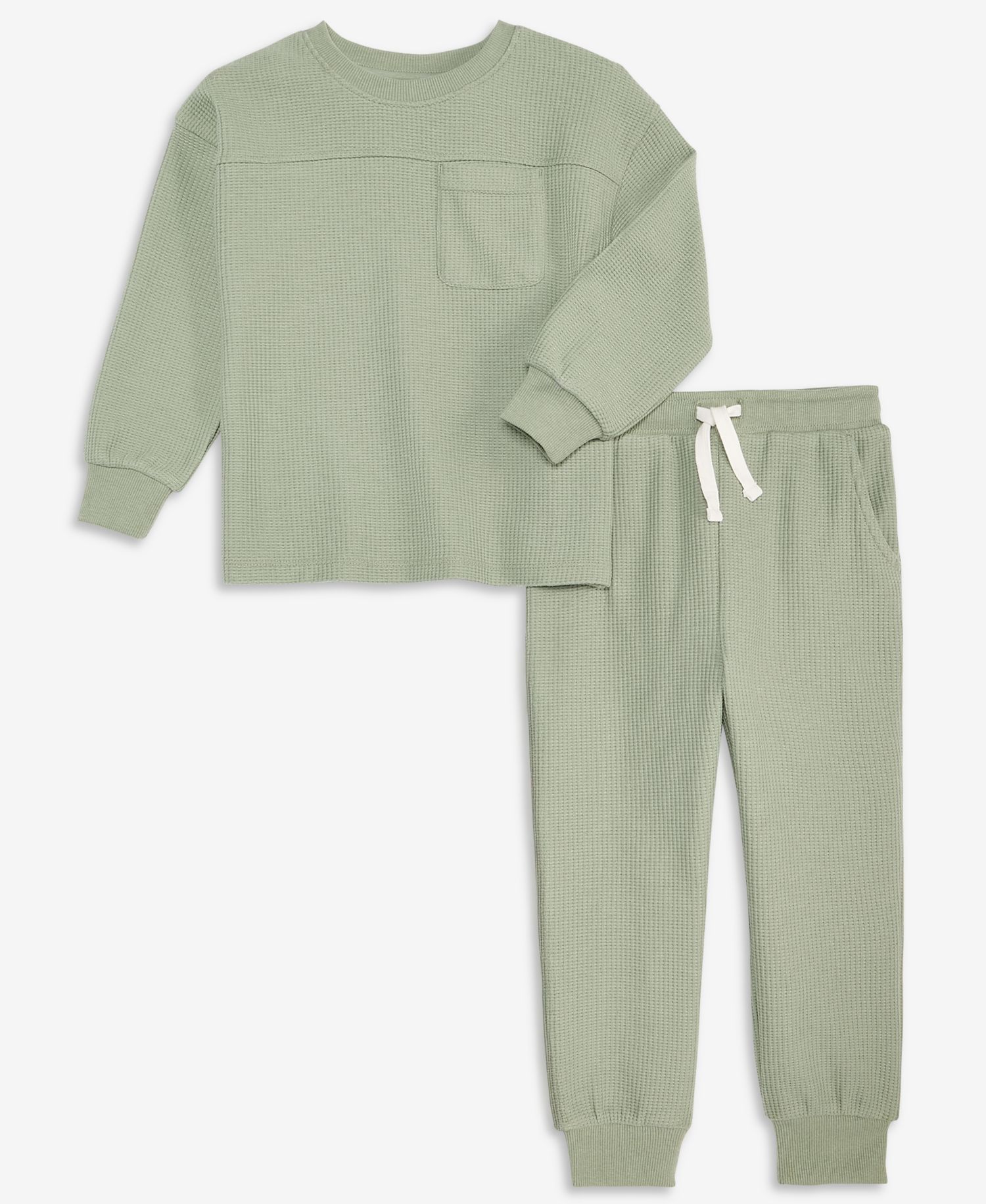 Toddler Boys' 12M-5T Brushed Rib Waffle-Knit Long-Sleeve Top and Pants, 2-Piece Set
