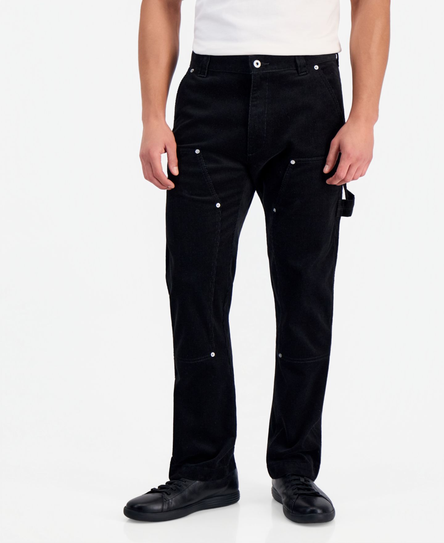 Мужские брюки Hugo Boss Corduroy Carpenter Straight-Leg, цвет: Чёрный — фото 3