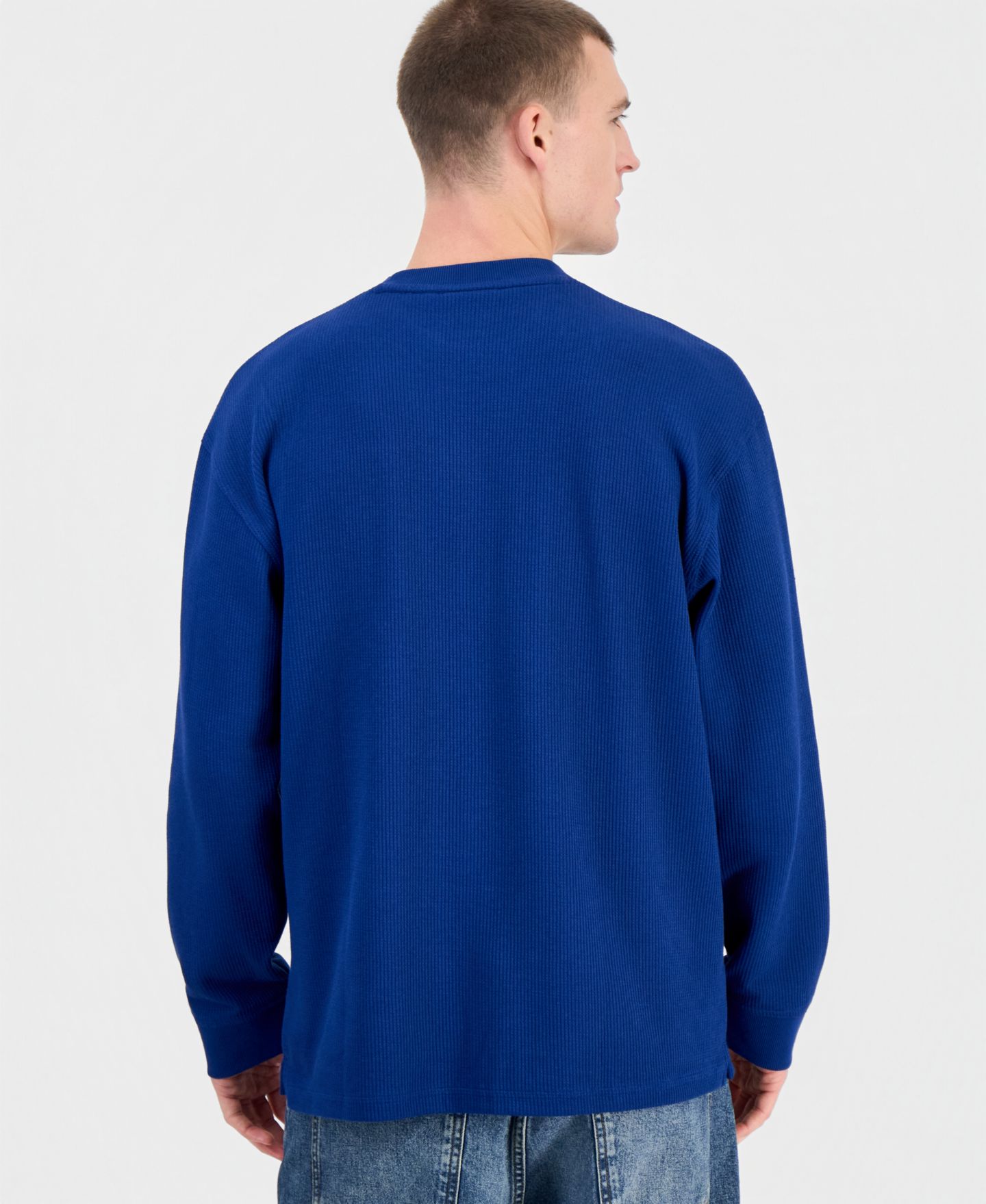 Мужской свитер Hugo Boss Nuwolo Waffle-Knit Crewneck, цвет: Тёмно-синий — фото 4
