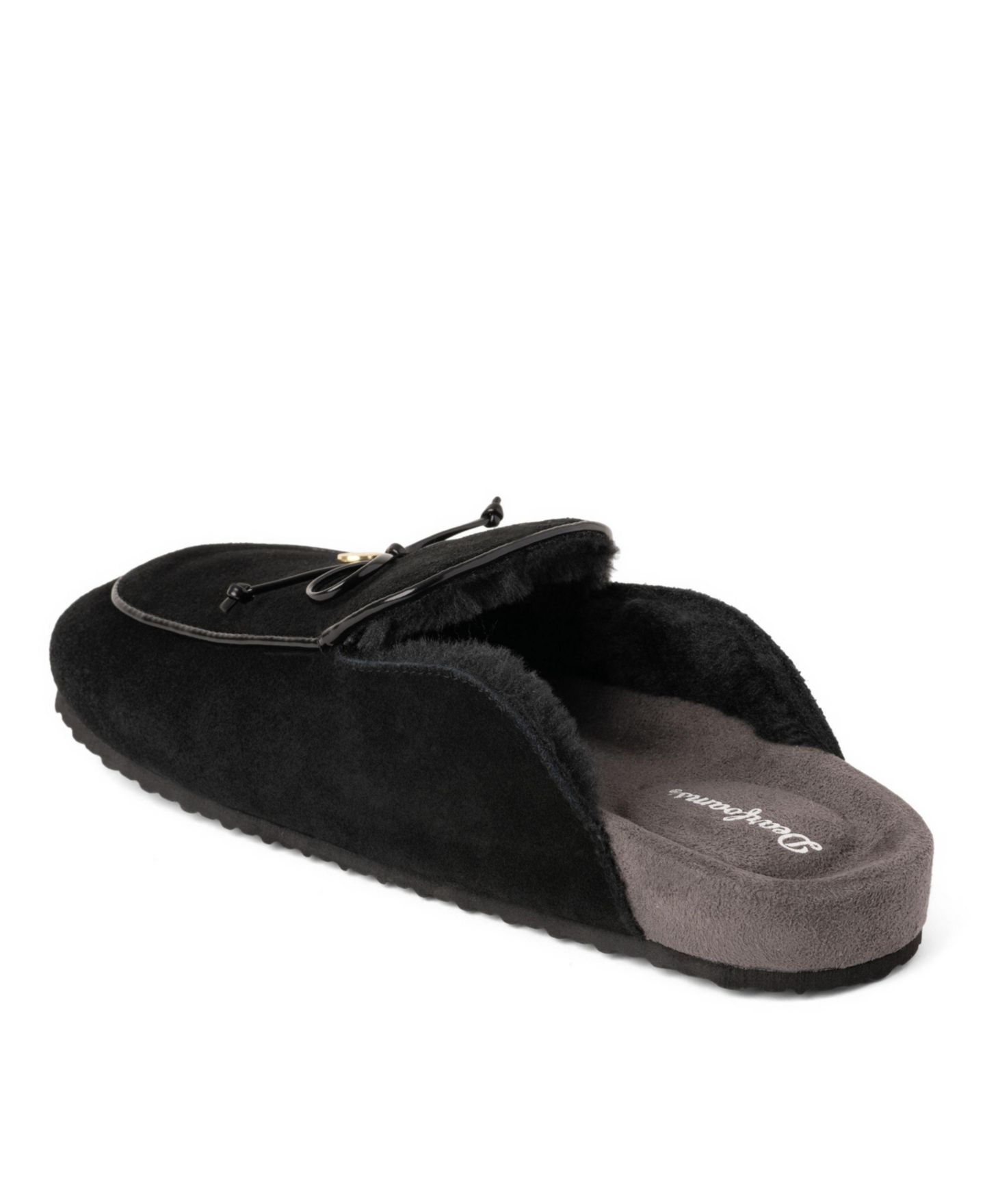 Женские тапочки Dearfoams Falan Genuine Suede Scuff Slippers, цвет: Чёрный — фото 6