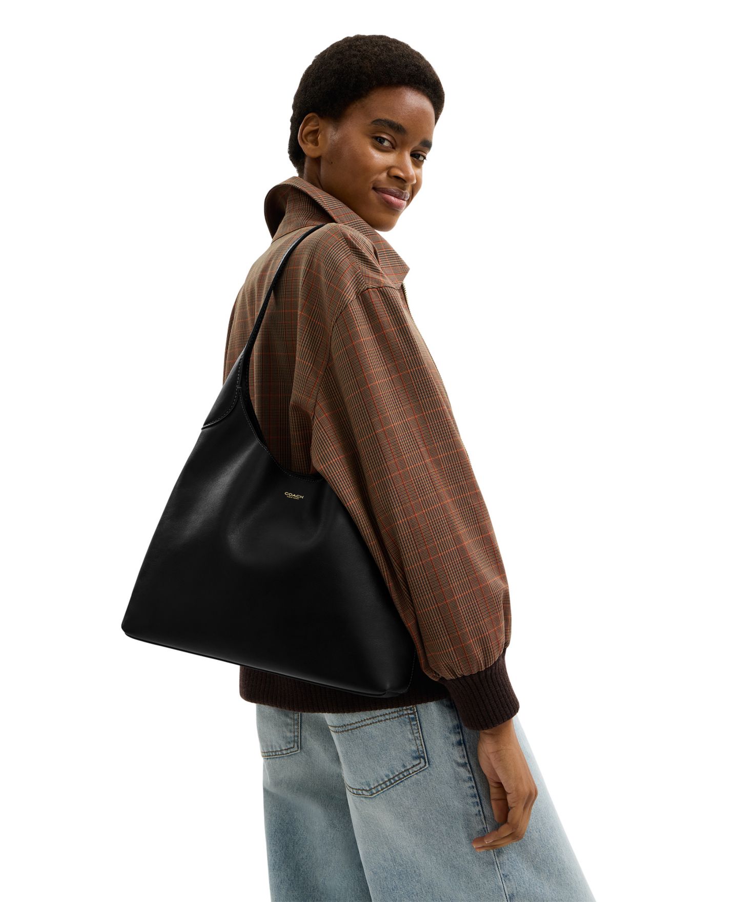 Женская сумка COACH Brooklyn Large Leather Shoulder 34, цвет: Латунный / Чёрный — фото 2