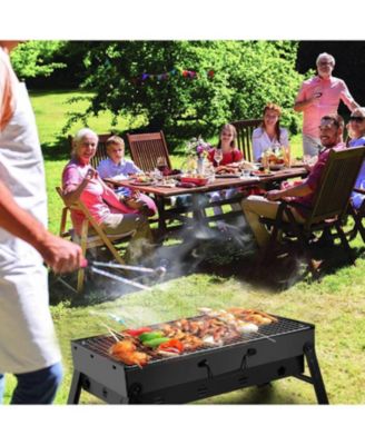 Portable BBQ Grill Foldable Charcoal Grill Lightweight Smoker Grill for Camping Picnics Garden Grilling