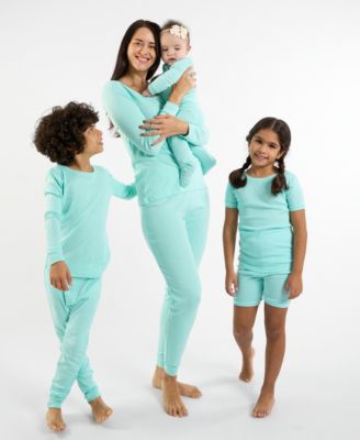 Matching Mommy & Me Solid Aqua Blue Cotton Pajamas