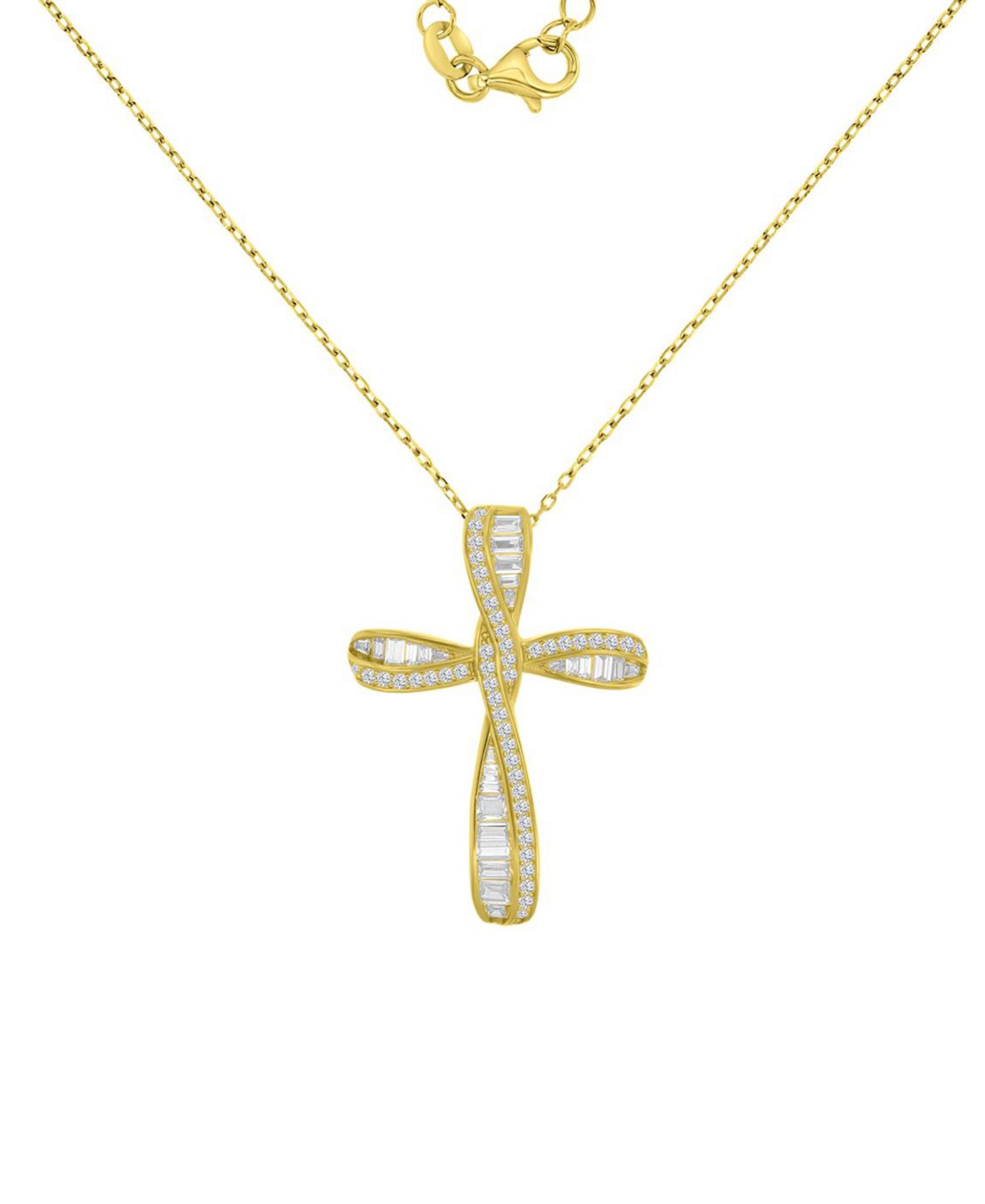 14k Gold Over Sterling Silver Cubic Zirconia Cross Necklace