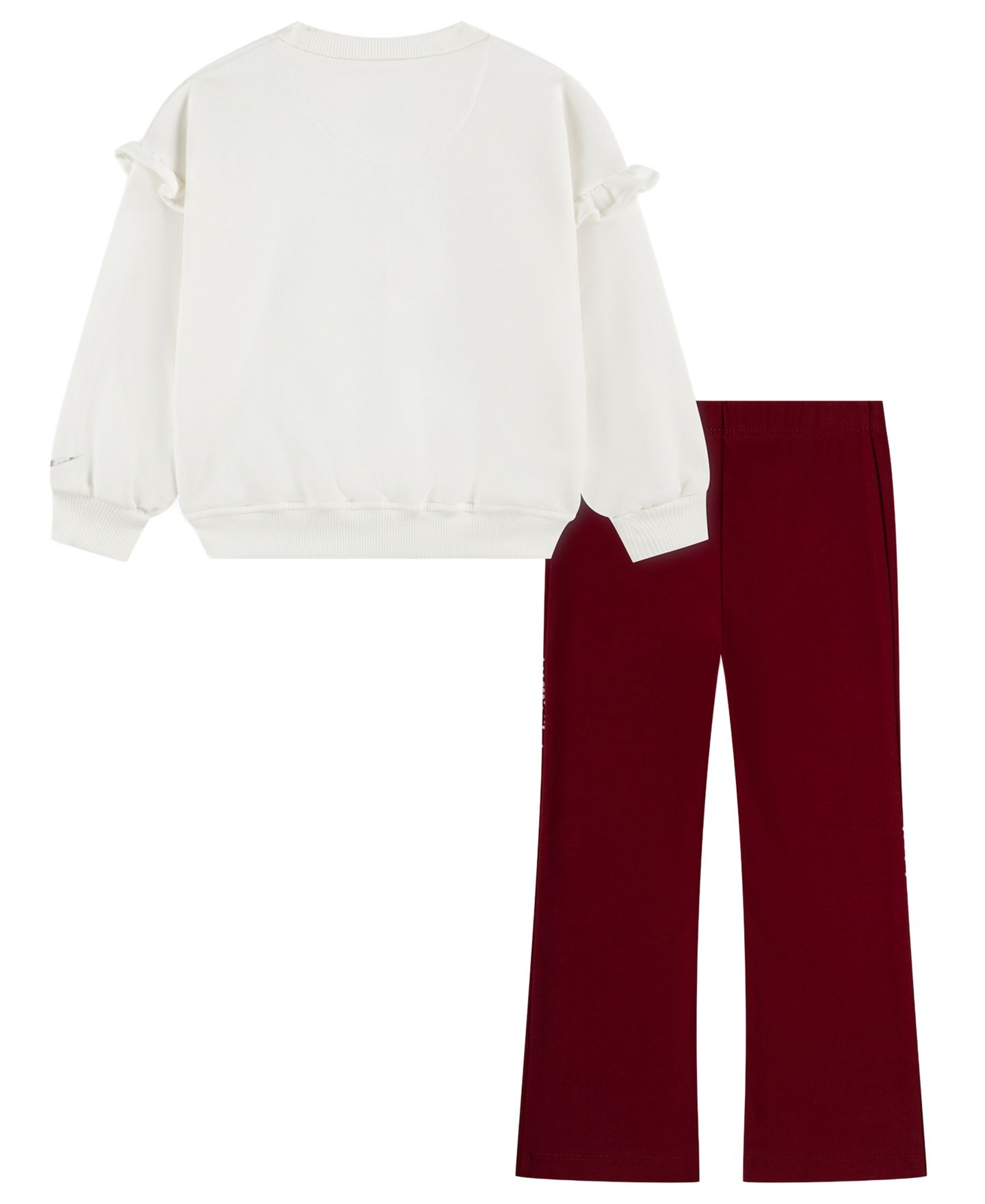 Комплект Nike Ruffle Crew Top and Flared Leggings, 2-Piece Set для девочек, цвет: Красный — фото 2