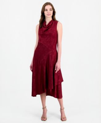 Women's Sleeveless Cowl Neck Asymmetrical Hem Dress