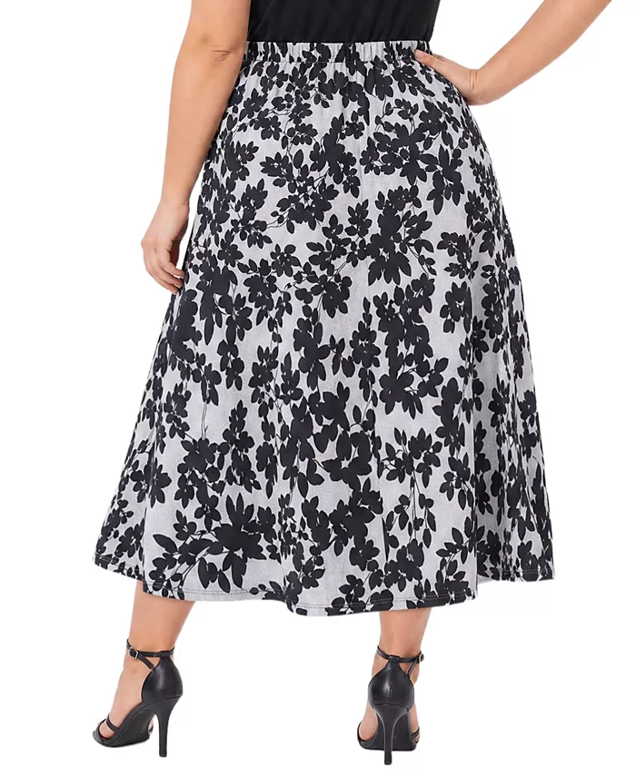 Plus Size Midi High-Waisted A-Line Skirt - thumbnail 8