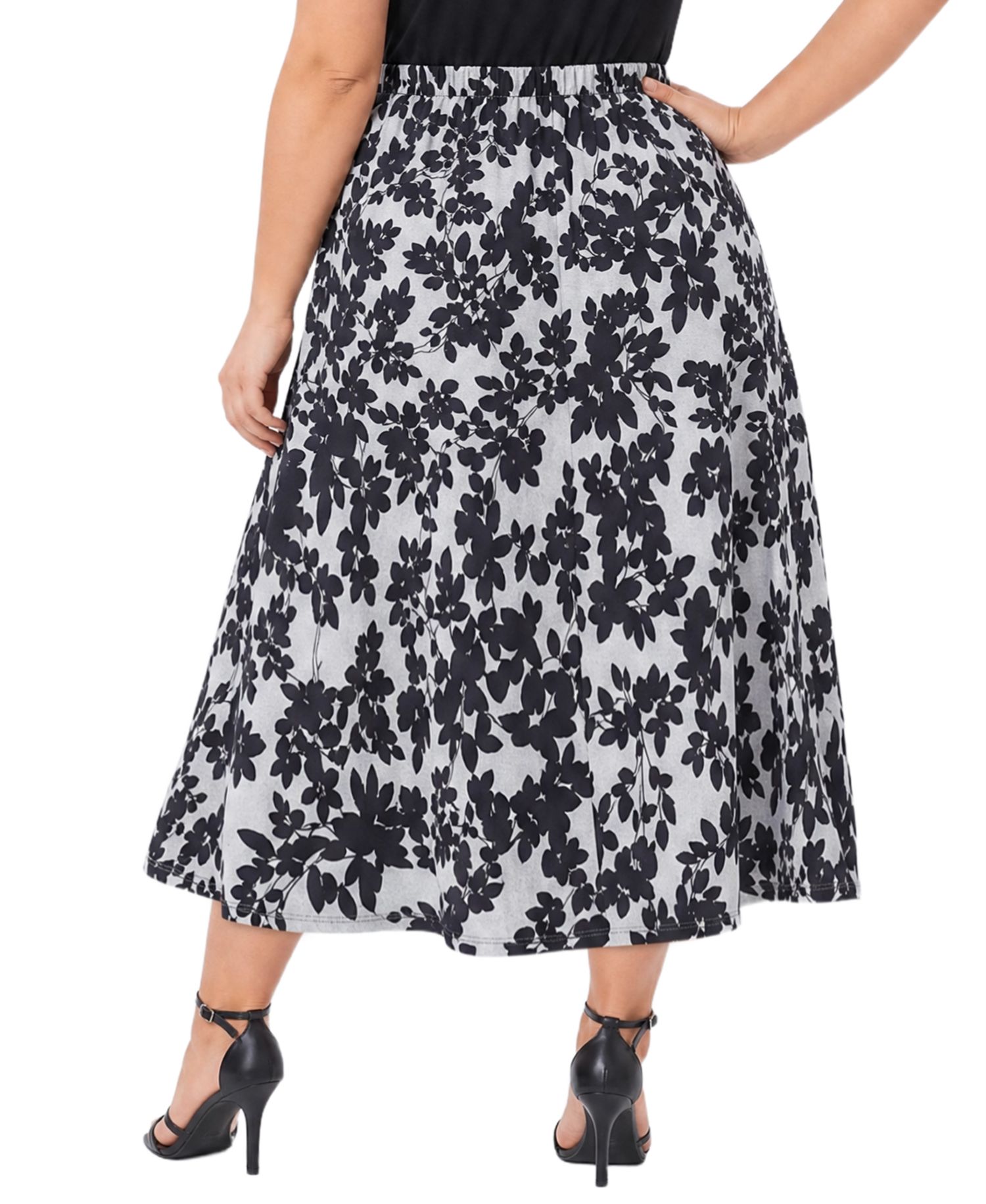 Plus Size Midi High-Waisted A-Line Skirt