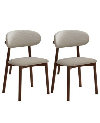  Solid Wood Chenille Dining Chairs, Set of 2