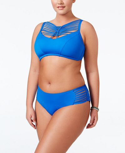 Becca ETC Plus Size Electric Current High-Neck Bikini Top & Bottoms