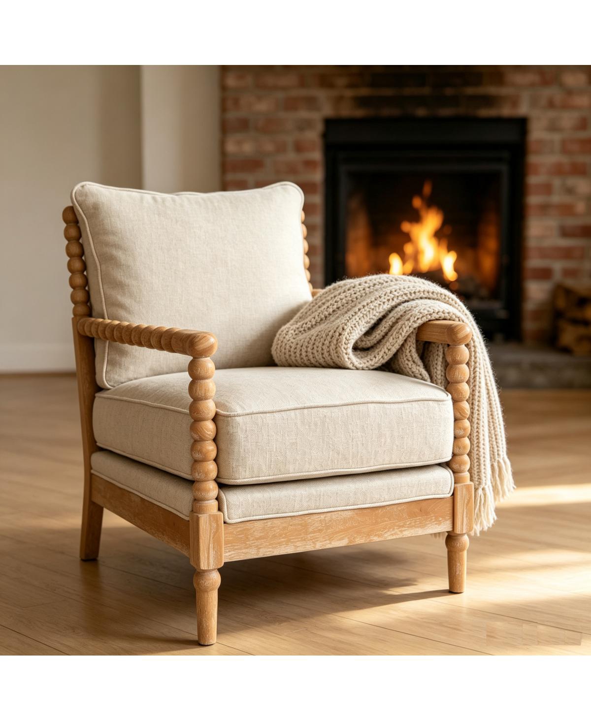 Streamdale Furniture Rubber Wood Upholstered Accent Chair with High-Density Cushion