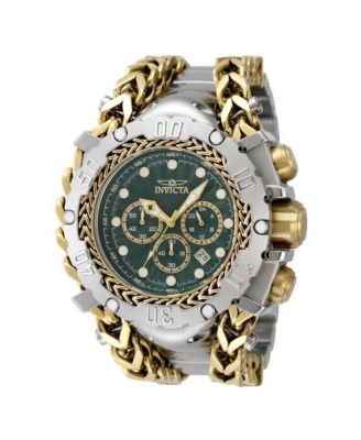 Gladiator 48191 Men's 58.3mm Quartz Chronograph Watch - Green and Gold Dial, Gold and Steel-Tone Bracelet