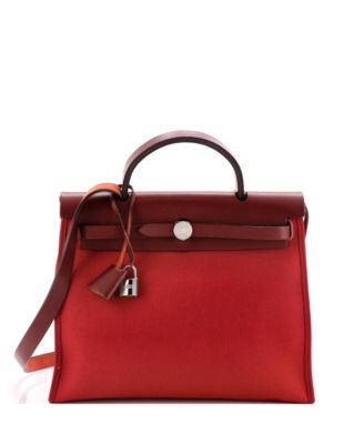 Pre-Owned Hermes 31 Herbag Zip Leather and Toile