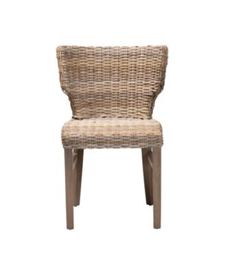 Enver 31.9" Rattan Wood Modern Bohemian Dining Chair