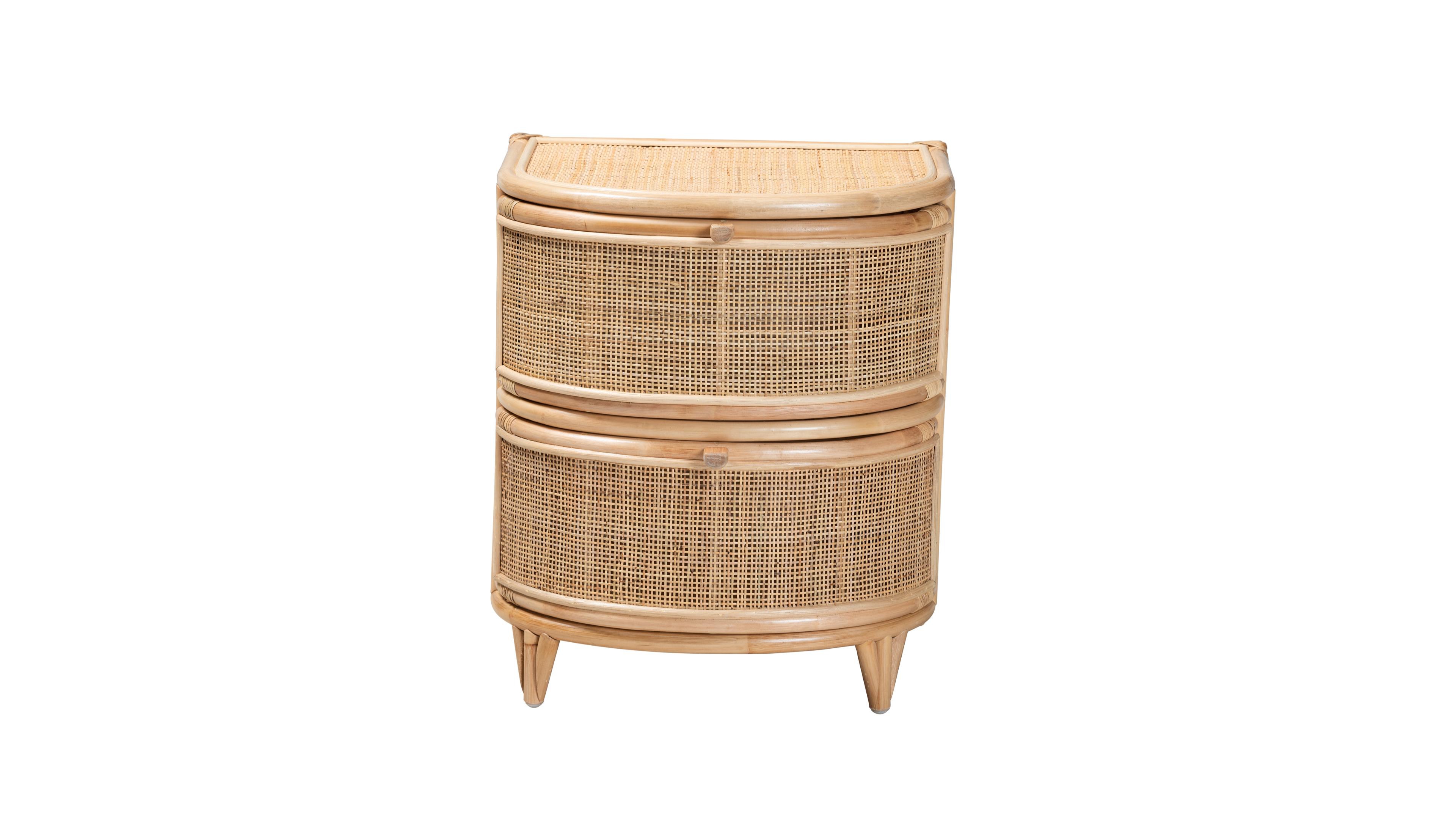 bali & pari Oleta 24" Rattan 2-Drawer Nightstand