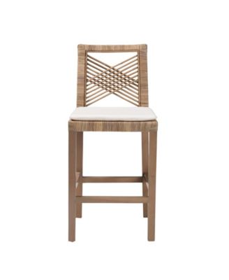 Poltak 38.2" Mahogany Wood Modern Bohemian Counter Stool