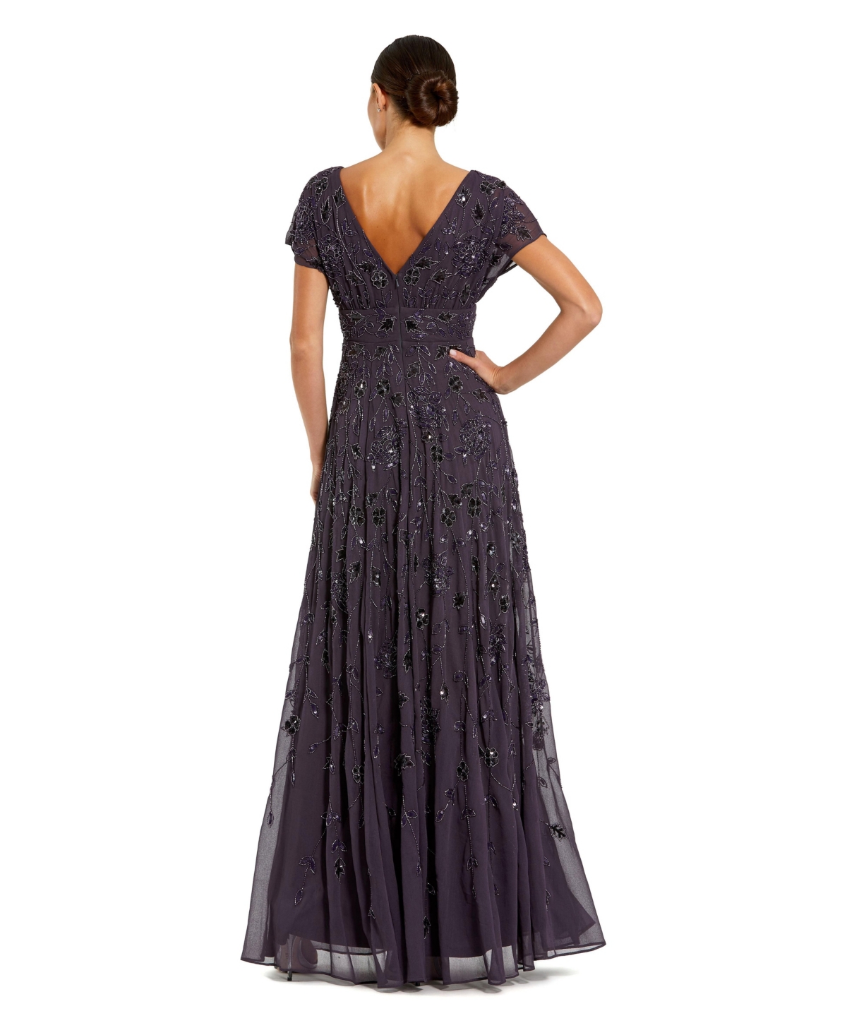 Mac Duggal Women's Embellished Floral Mesh A-Line Gown