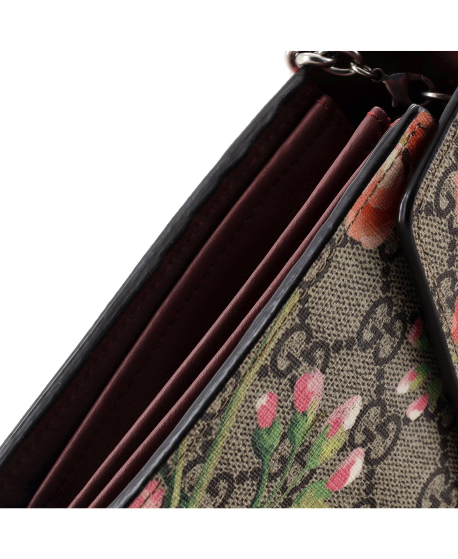 Small Dionysus Chain Wallet Blooms Print GG Coated Canvas