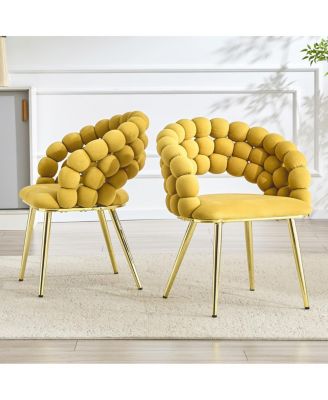 Set of 2 Bubble Velvet Dining Chairs