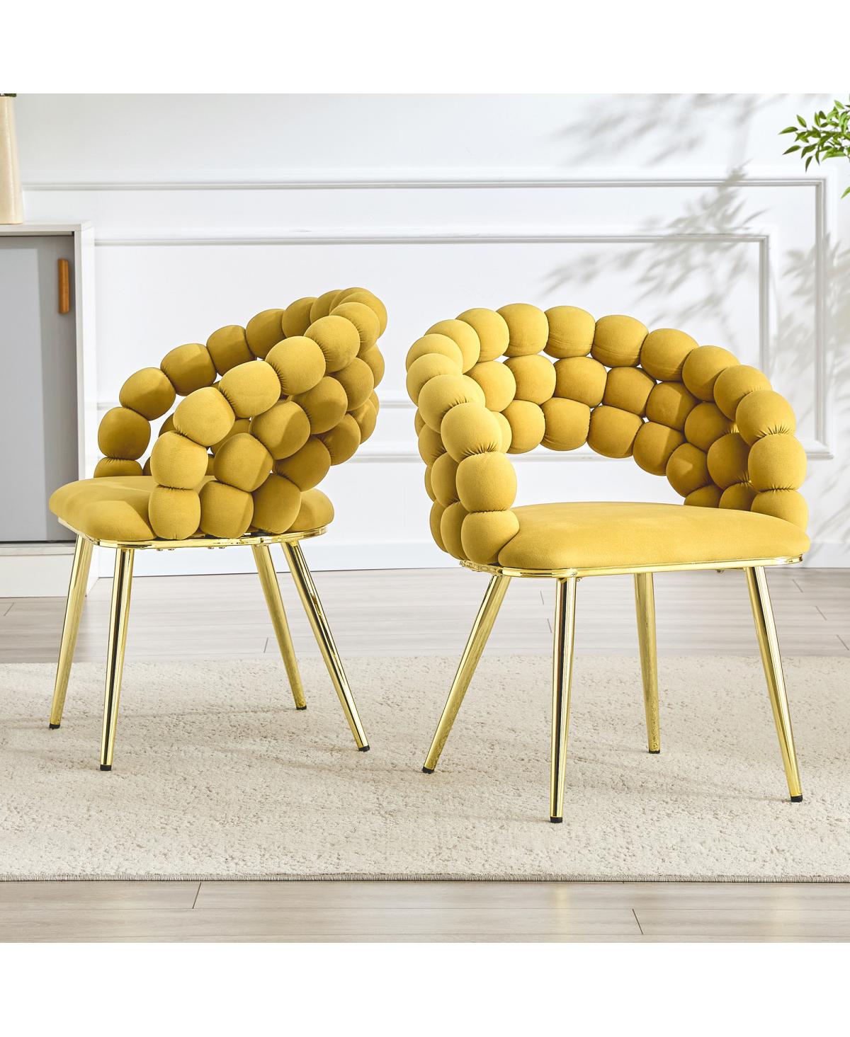 Streamdale Furniture Set of 2 Bubble Velvet Dining Chairs