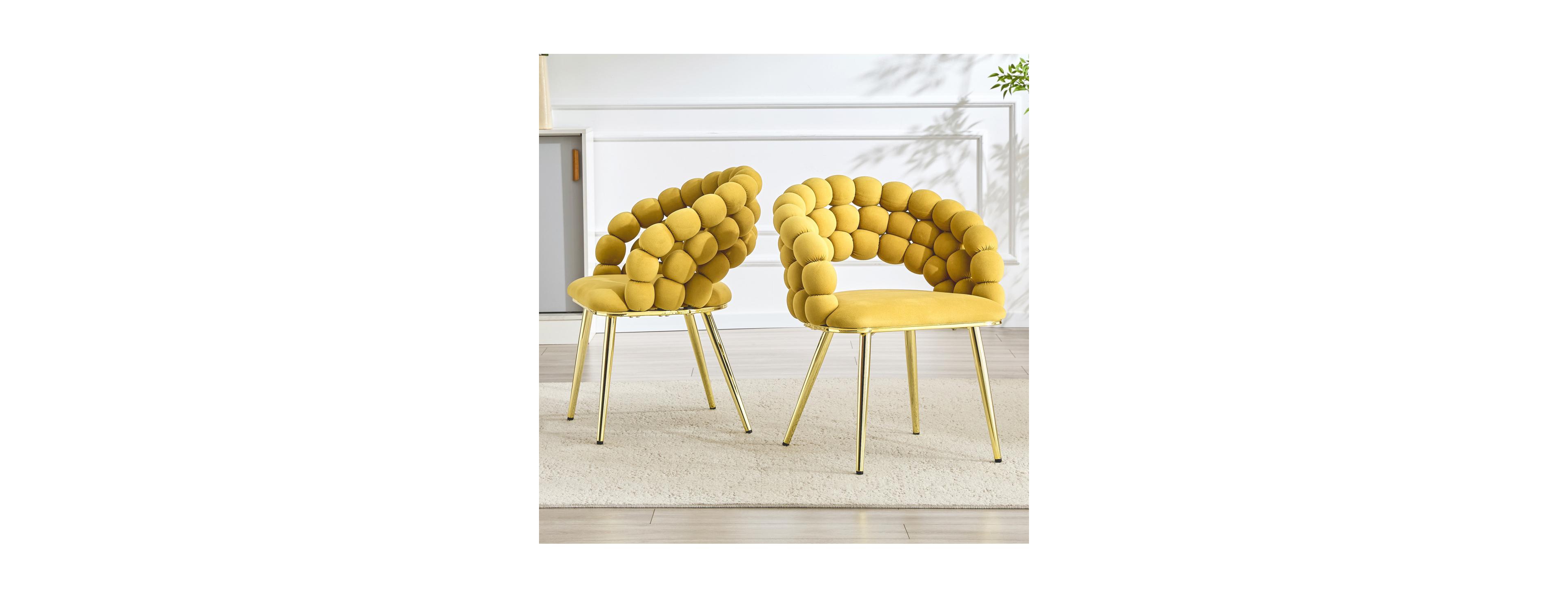 Streamdale Furniture Set of 2 Bubble Velvet Dining Chairs