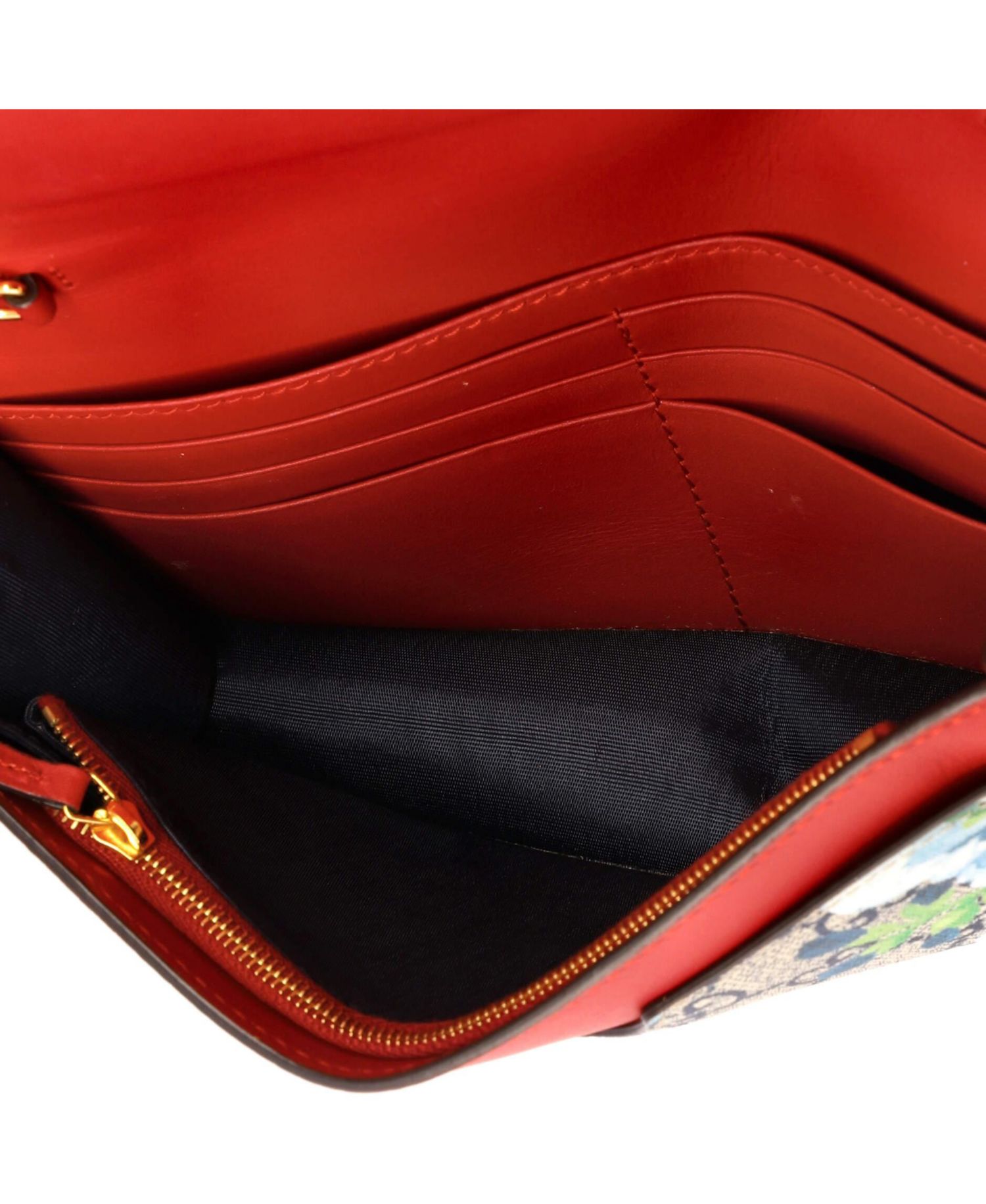 Chain Wallet Blooms Print GG Coated Canvas